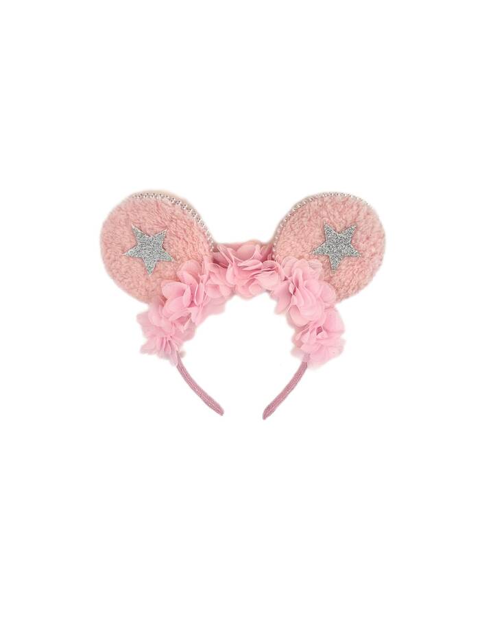 Tracc - Açık Pembe Yıldızlı Peluş Kulaklı Mickey Mouse Taç