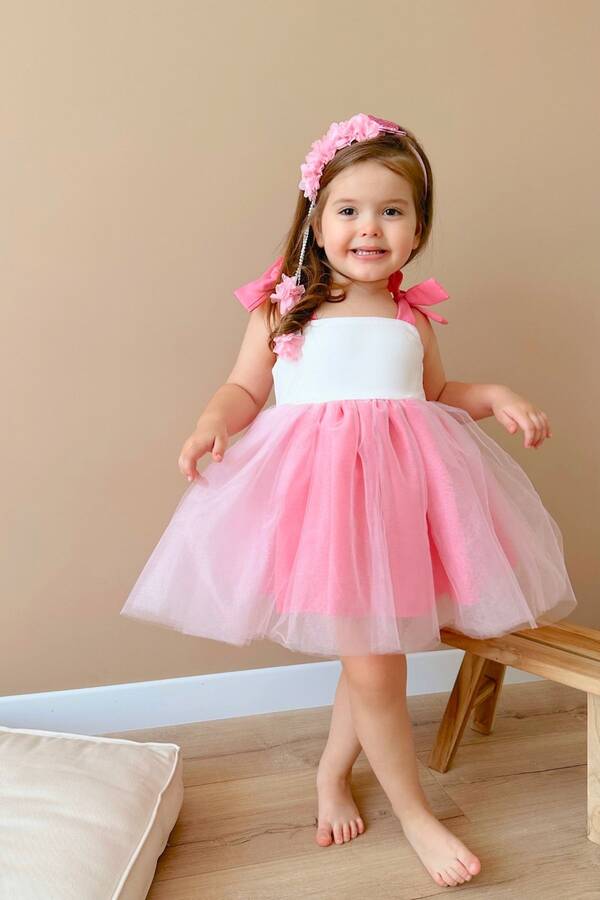 ss23 - Barbie Pembe Kız Çocuk Balerin Tütü Elbise