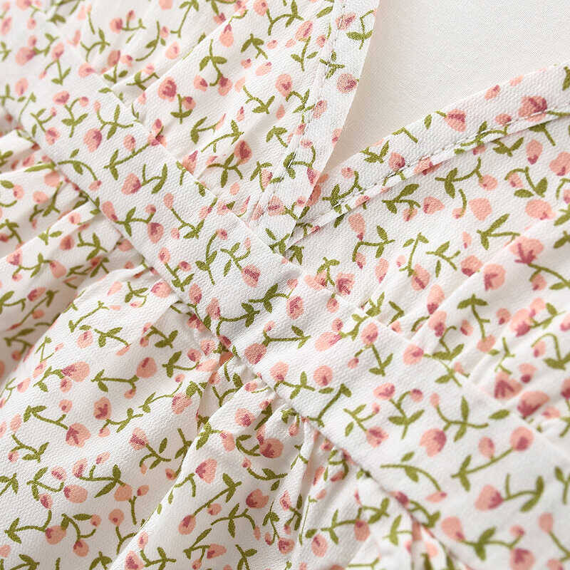 Pembe Çiçek Desenli Elbise - Thumbnail
