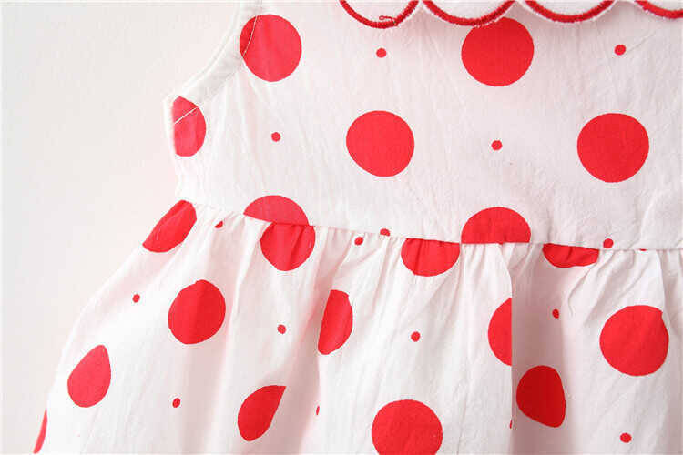 Beyaz Yaka Kırmızı Puantiye Elbise - Thumbnail