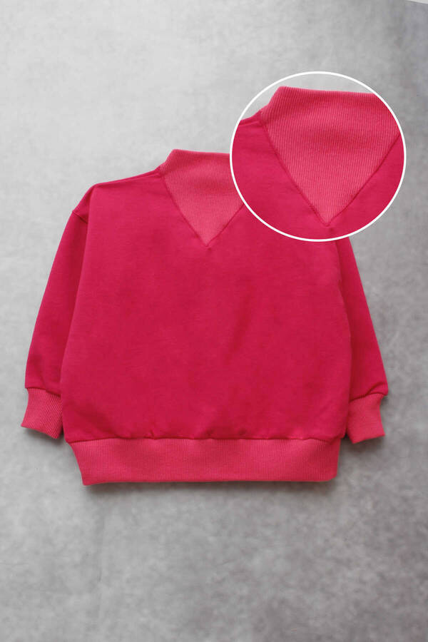 FW21 - Fuşya Yakası Kaşkorse Detaylı Çocuk Sweatshirt