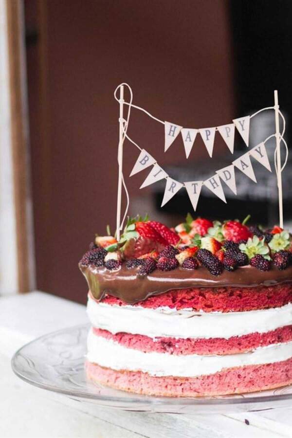 PRT22 - Happy Birthday Rustik Pasta Süsü