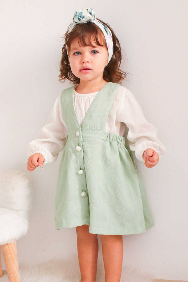 FW22 - İnce Kadife Mint Yeşil Kız Çocuk Jile