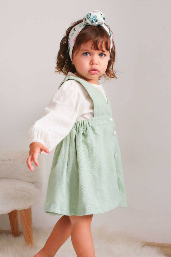 FW22 - İnce Kadife Mint Yeşil Kız Çocuk Jile (1)