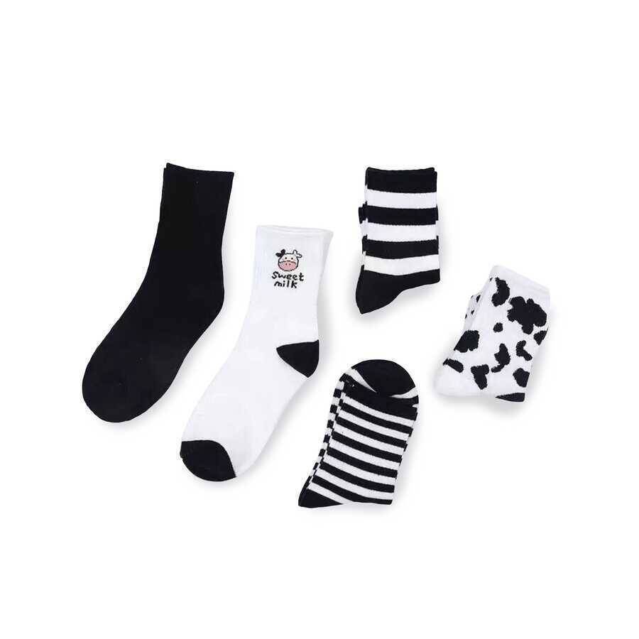 İnek Figürlü Beyaz Çorap - Thumbnail