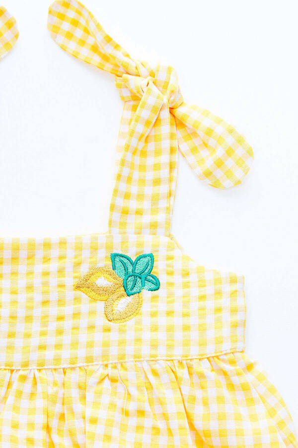 Limon Nakışlı Sarı Bluz ve Şort Kız Bebek 2'li Takım - Thumbnail