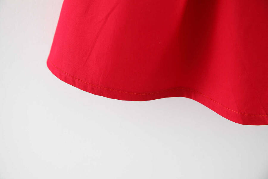 Kiraz Yaka Detaylı Kırmızı Elbise - Thumbnail