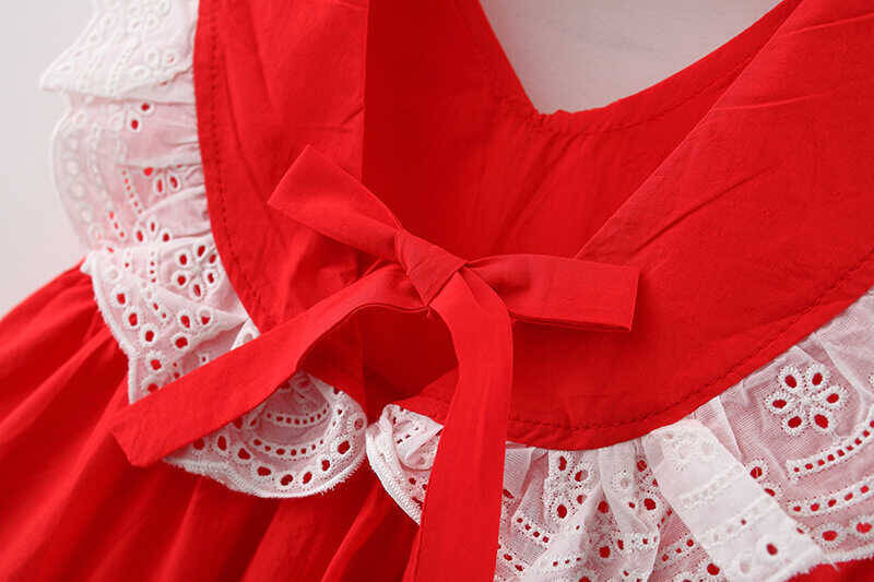 Kırmızı Fırfır Detaylı Elbise - Thumbnail