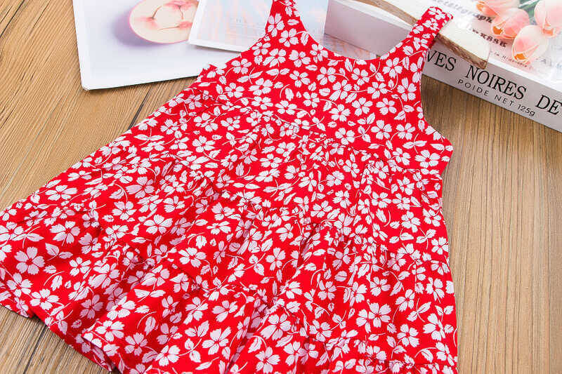 SUM211 - Kırmızı Mini Çiçekli Elbise (1)
