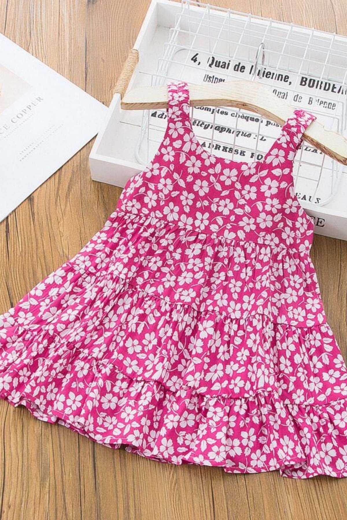 Pembe Mini Çiçekli Elbise