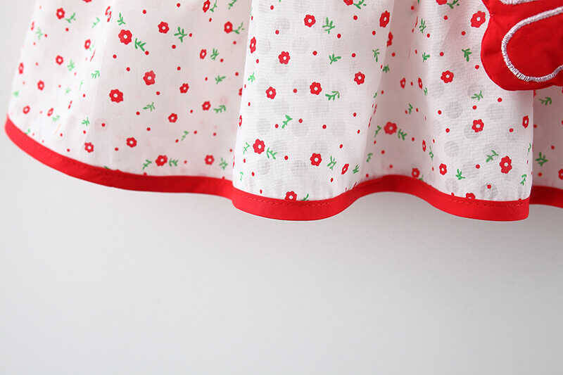 Kırmızı Puantiye Desenli Beyaz Elbise Ve Çiçek Çanta 2'li Set - Thumbnail