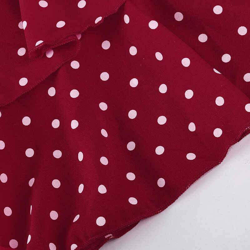 Kırmızı Puantiye Detaylı Midi Elbise - Thumbnail
