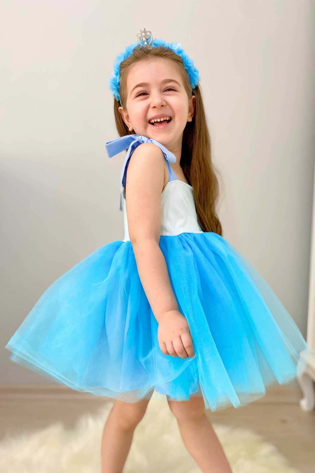 Mavi Balerin Kız Çocuk Tütü Elbise