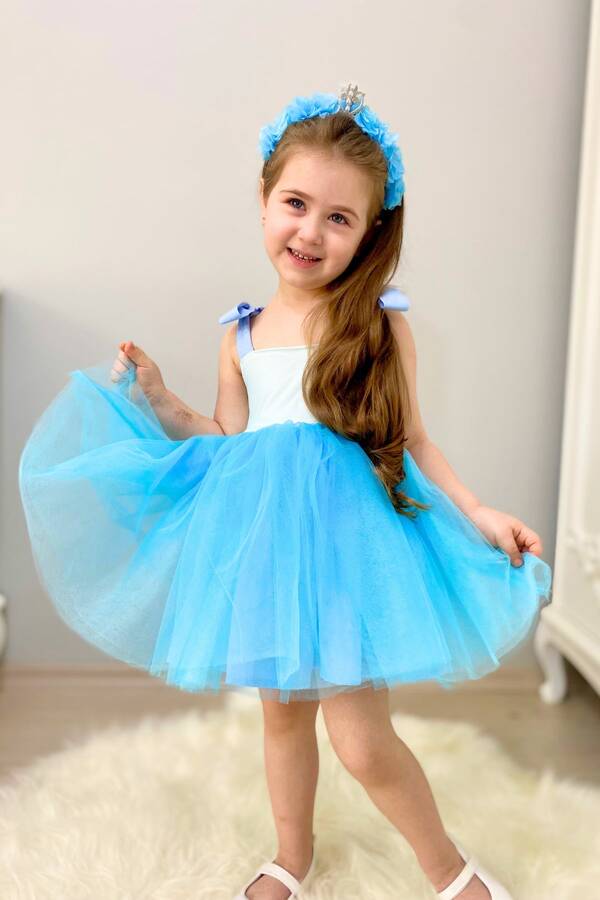 Mavi Balerin Kız Çocuk Tütü Elbise - Thumbnail
