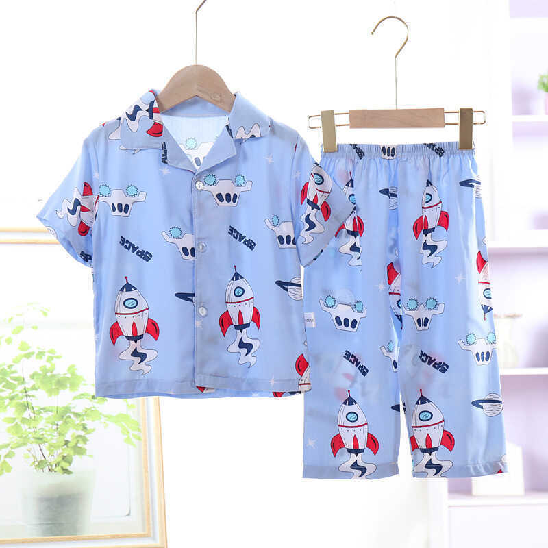 Mavi Roket Desenli Pijama Takımı