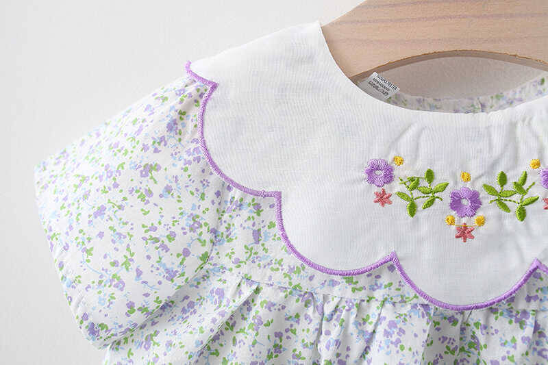 Mor Çiçek Yaka Detaylı Elbise - Thumbnail