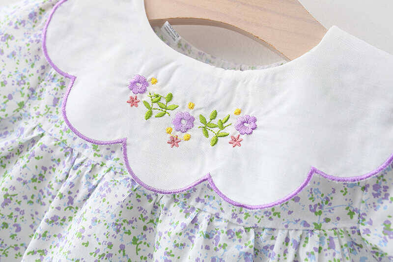 Mor Çiçek Yaka Detaylı Elbise - Thumbnail