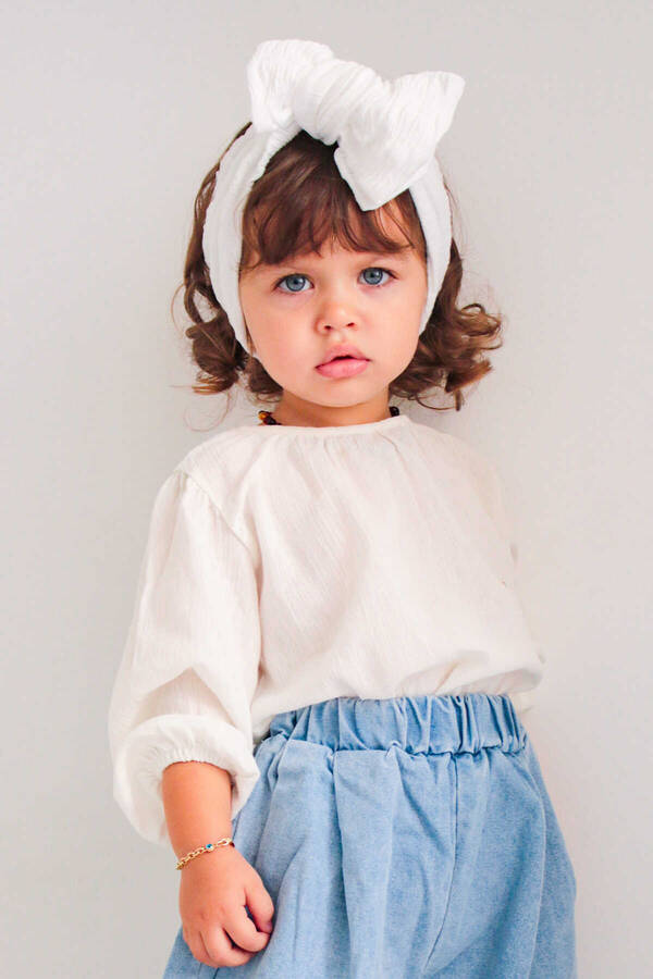 FW22 - Müslin Beyaz Kız Çocuk Gömlek
