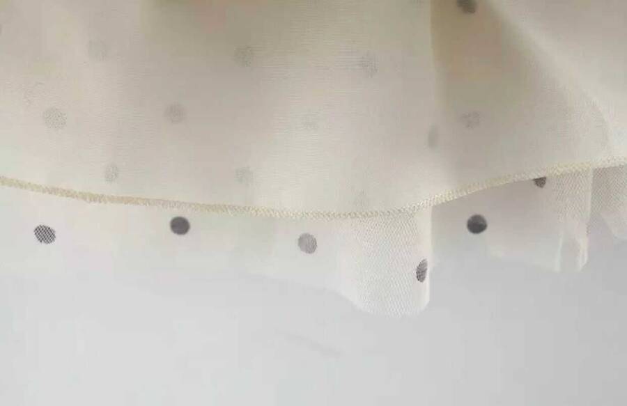 Somon Çiçek Detaylı Puantiye Elbise - Thumbnail