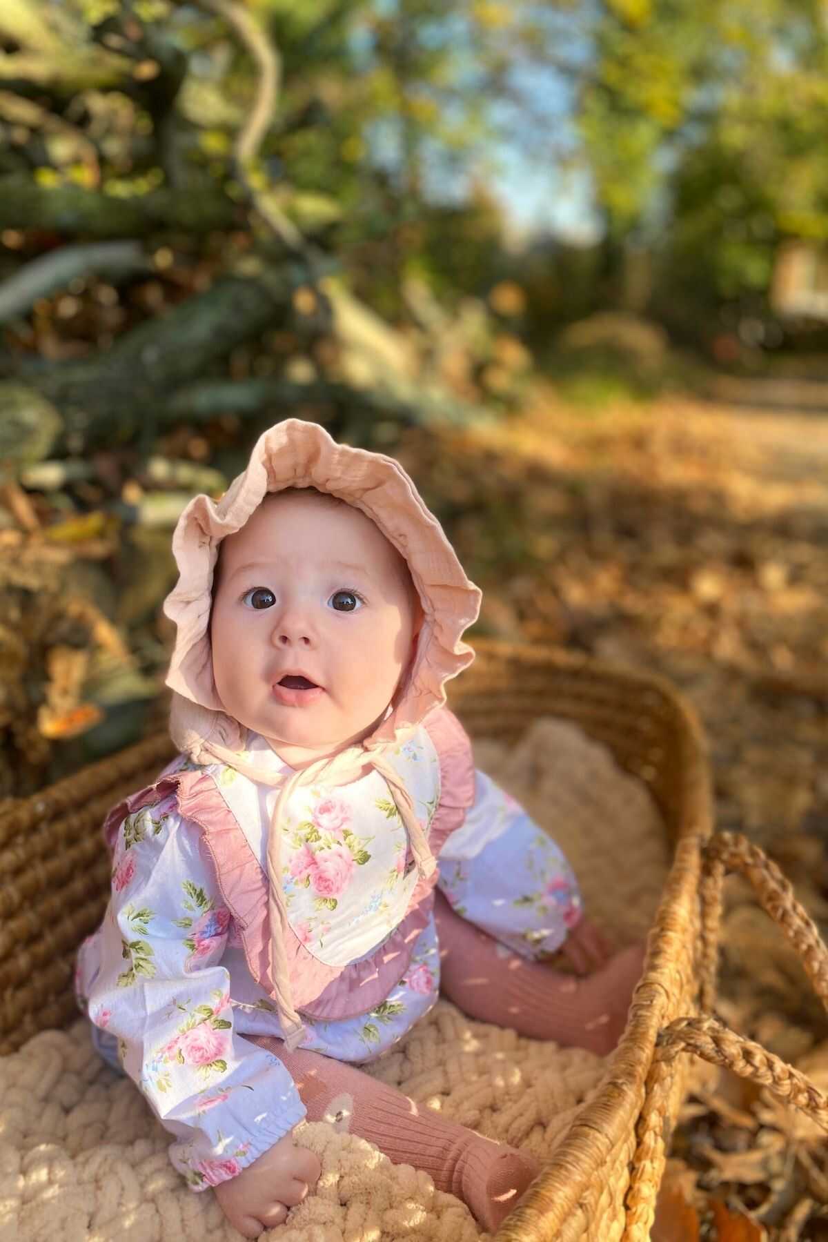 Pembe Çiçekli Kız Bebek Tulum