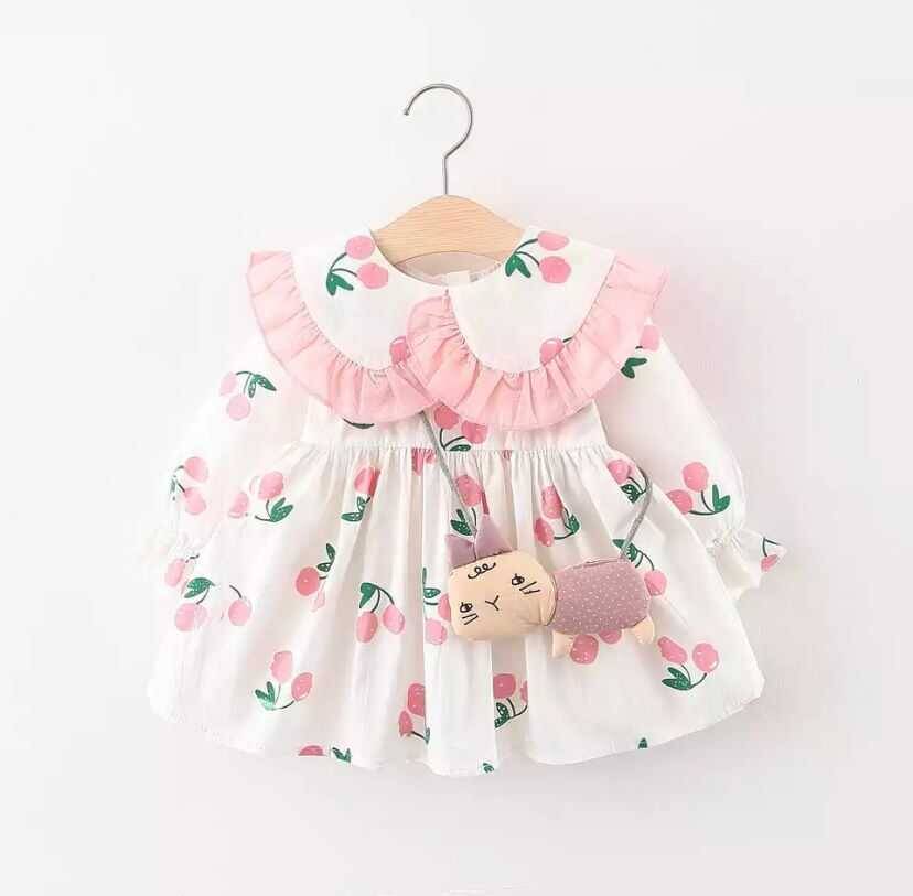 TEKLEME - Pembe Kiraz Desenli Elbise