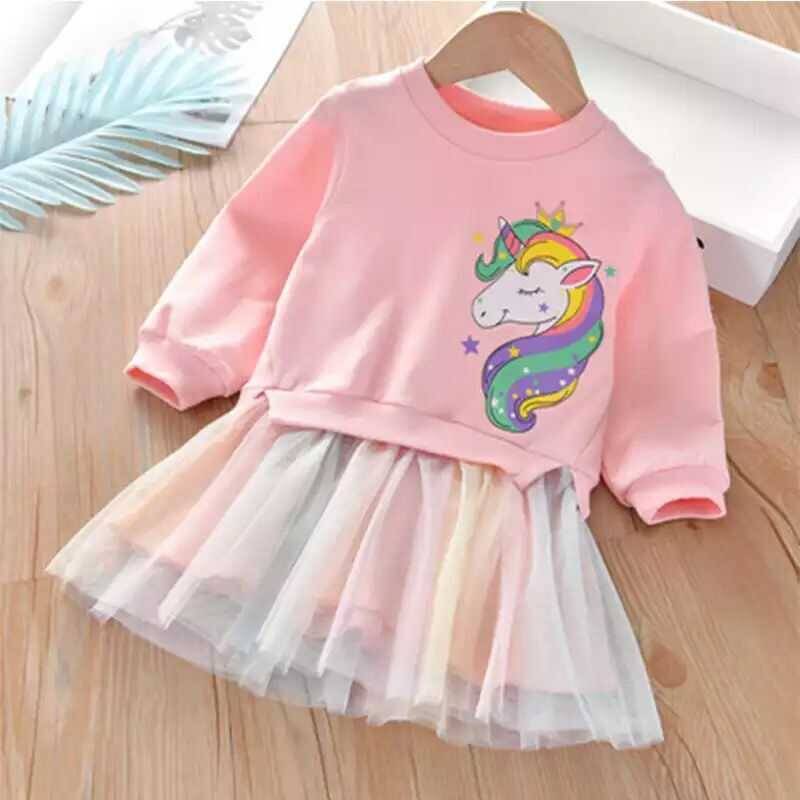99999 - Pembe Unicorn Sweatshirt Elbise