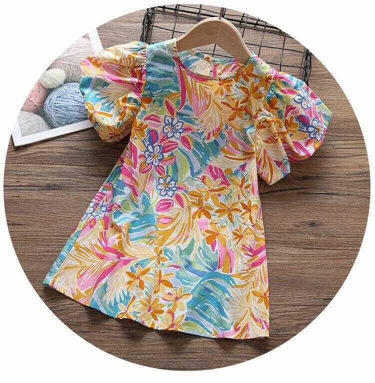 Renkli Çiçek Baskılı Elbise - Thumbnail