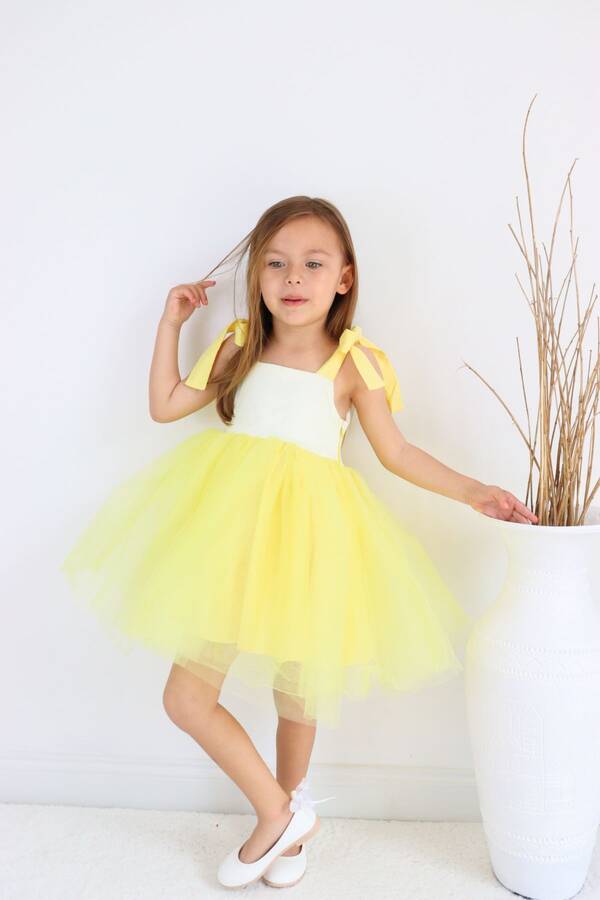 Sarı Balerin Tütü Kız Çocuk Elbise-eski - Thumbnail
