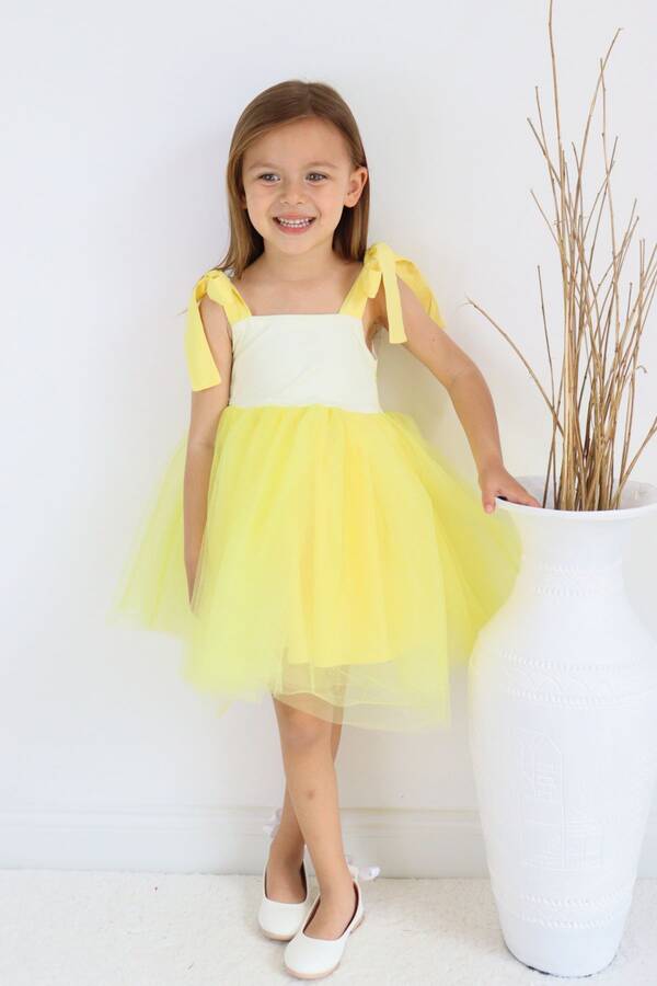 ss23 - Sarı Balerin Tütü Kız Çocuk Elbise (1)