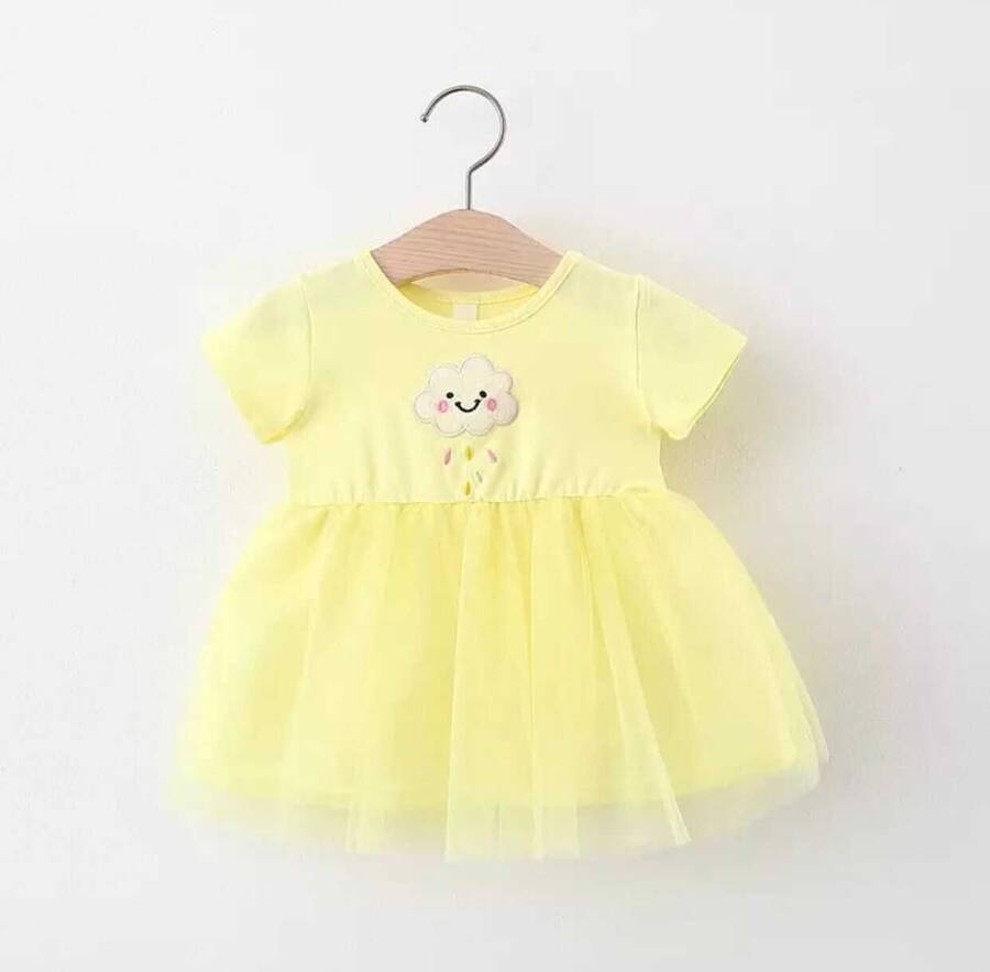 SUM211 - Sarı Bulut Tüllü Elbise