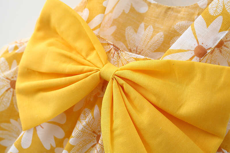 Sarı Çiçek Fiyonk Elbise