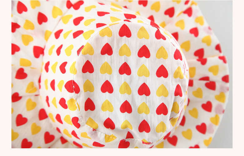 Sarı Kalp Desenli Fiyonklu Elbise Ve Şapka 2'li Set