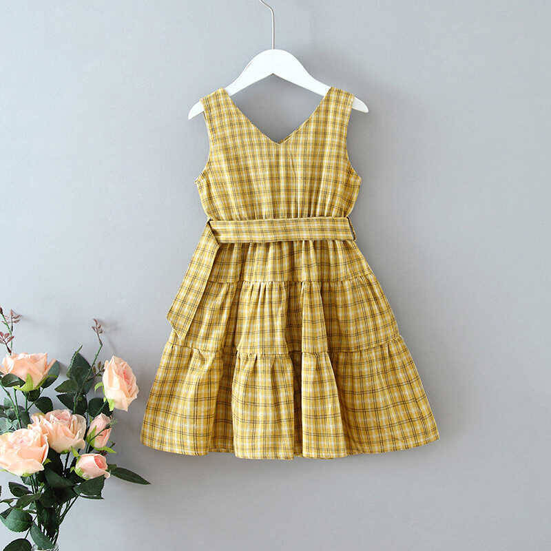 Sarı Pötikareli Askılı Elbise - Thumbnail
