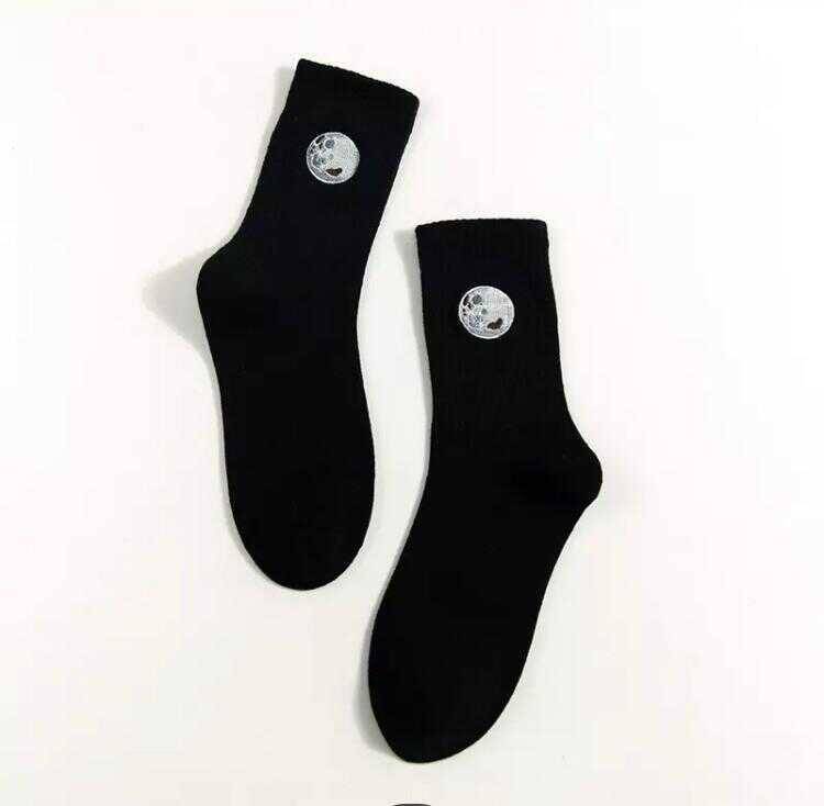 SS21 - Siyah Gezegen Desenli Çorap