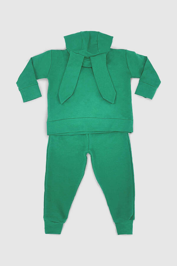 FW21 - Tavşan Kulak Kapüşonlu Benetton Yeşil Çocuk Sweatshirt (1)