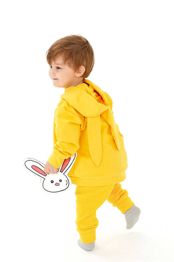 FW21 - Tavşan Kulak Kapüşonlu Sarı Çocuk Sweatshirt